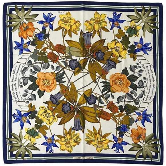 HERMES White Silk Scarf